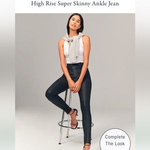 Abercrombie and Fitch high-rise super skinny coated black denim